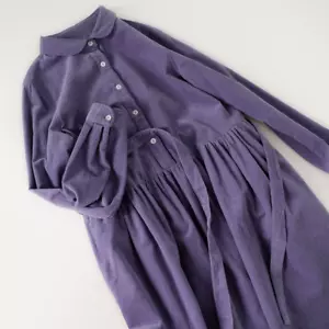 Corduroy Shirt Dress Women Long Retro Big Swing Casual Warm Loose A-line - Picture 1 of 10
