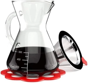 500ml Pour Over Coffee Maker Glass Carafe Reusable Drip Pot w/ Filter & Trivet - Picture 1 of 8