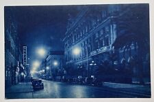 Nighttime Street View Postcard "The Appollo" National Street Roma Old Cars