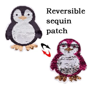 penguin Reversible Sequins Sew On Patches clothes DIY Applique Bag Clothing C YP - Picture 1 of 10