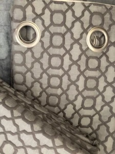 Next Woven Geometric Silver Grey Eyelet Lined SINGLE / DOOR CURTAIN 168x228 CM - Picture 1 of 7