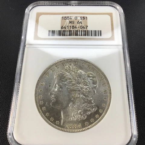 1884-O Morgan Silver Dollar NGC MS 64 US Mint Coin 90% BU | Nice Old Holder Cover