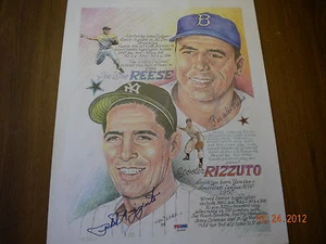 PEE WEE REESE & PHIL RIZZUTO AUTOGRAPH SIGNED AUTO 11X14 COLORFUL LITHO YANKEES - Picture 1 of 1