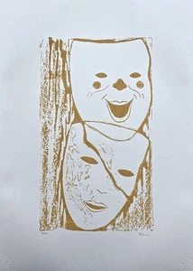 TOYEN - Two masks - numbered edition 12/500, 50x70 cm (19,7x27,6 in) - Picture 1 of 4