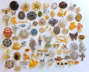 Restposten/Sammlung 80 gemischte moderne & Vintage Modeschmuck Broschen - Bild 1 von 10
