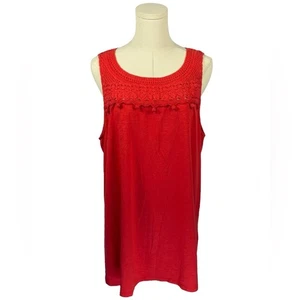 J. Jill Red Tank Top w/ Crochet Top Panel (Size L) - Picture 1 of 4