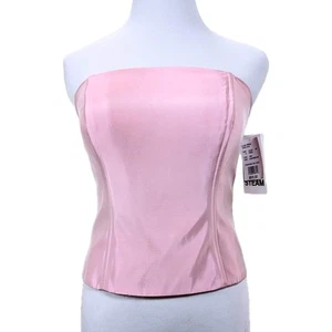Vtg Michaelangelo Corset Top Sz 6 Pink Strapless Tafetta Zip Coquette Fairy Y2K - Picture 1 of 9