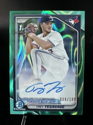 2024 Bowman Chrome Trey Yesavage Rookie Prospect Auto Aqua Lava Refractor /199 - Image 1 of 2