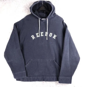 ECCELLENTE felpa con cappuccio vintage anni 90 Y2K Reebok logo arco ricamato taglia L cotone spesso morbido - Foto 1 di 10
