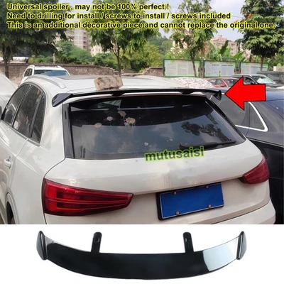 UNIVERSAL FITS 2013-2018 AUDI Q3 / Q3 S-LINE GLOSS REAR WINDOW ROOF SPOILER WING - Imagem 1 de 4