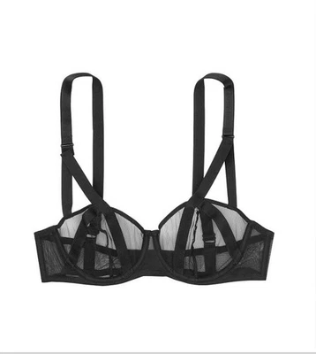 Victoria's Secret VS Black 36DD Luxe Lingerie Unlined Mesh Balconette Bra - Image 1 of 4