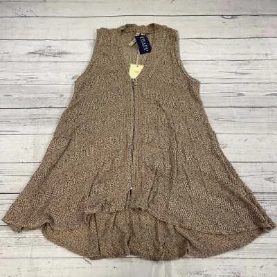 Cómodo chaleco tostado tejido con cremallera Jackie EE. UU. para mujer talla grande nuevo Foto 1 de 4