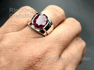 Natural Ruby Mens Ring Size 9 Handmade 925 Sterling Silver Original Gemstone - Picture 1 of 9