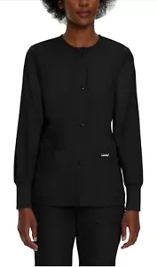 Landau Scrub Top Womens 5XL Long Sleeve 4 Pockets Black Button Up - Picture 1 of 5