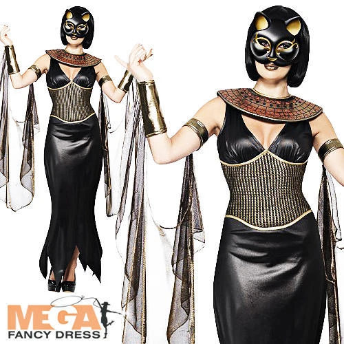 Bastet Cat Goddess Ladies Fancy Dress Ancient Egyptian Adults Halloween Costume  - image 1 of 1