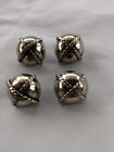4 VINTAGE ANTIQUE  SILVER 1/2 DOME BUTTONS  7/8 inch METAL BUTTON GL22