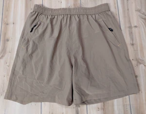 MIER Quick Dry Running Shorts Men's Large Zipper Pockets Elastic Waist Beige - Picture 1 of 10