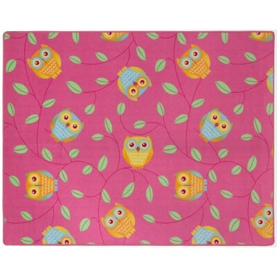 Happy Owls Teppich Eulen Kinderteppich Eule Spielteppich 133 x 170 cm pink - Bild 1 von 2