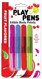 Play Pens Edible Body Paint Brushes 4pk - Assorted Flavors - Intimate Erotic Fun - Picture 1 of 3