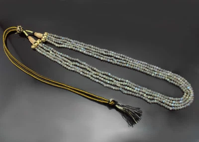 FANTASTIC TOP GRADE 160.00 CTS NATURAL 4 LINE BLUE LABRADORITE BEADS NECKLACE - Image 1 of 2