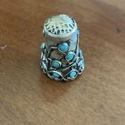Antique Silver Thimble with Turquoise Stones