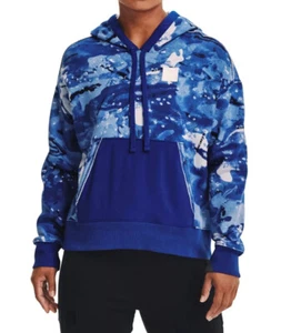 Women's Under Armour Project Rock Printed Hoodie Blue White Size Large - Picture 1 of 2