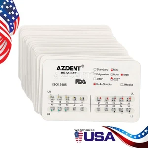 50 Kits AZDENT Dental Orthodontic Brackets Braces Mini MBT Slot.022 Hooks 3-4-5  - Picture 1 of 11