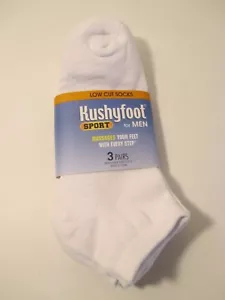 3 Paar KUSHYFOOT gepolsterte tief geschnittene weiße Massage-Sportsocken ~ Schuhgröße 7-12 - Bild 1 von 9