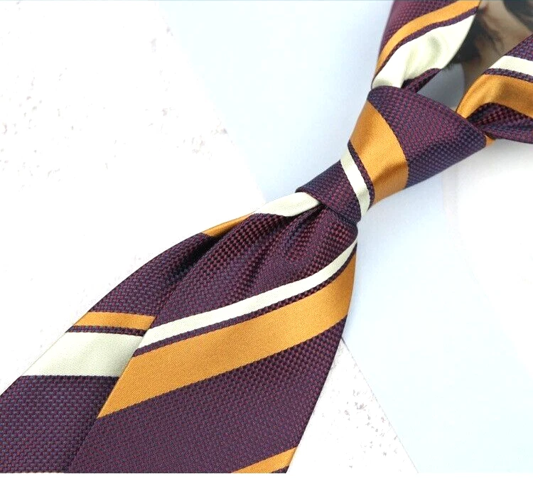 Nueva Corbata Clásica Rayas Marrón Púrpura JACQUARD TEJIDA 100% Seda Para Hombre Foto 1 de 1