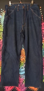 Vintage Big Mac Jeans Mens 34x32 Dark Blue Denim Straight Leg Workwear / Rave - Picture 1 of 4