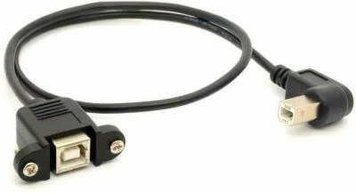 USB-B 2.0 Male to Female with Panel Mount Angled Printer Adapter Cable 50cm - Image 1 of 4