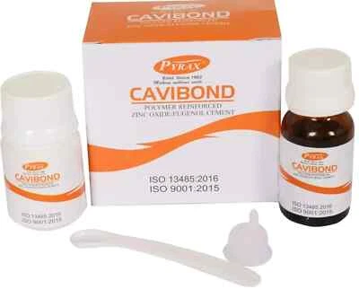 Dental Pyrax CAVIBOND Óxido de Zinc Eugenol Cemento Temporal Polvo Conjunto Líquido Foto 1 de 3