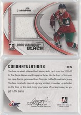 2011-12 ITG Heroes and Prospects Game-Used Black Jersey Luca Ciampini #M-27