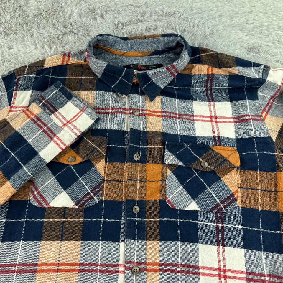 Camisa de franela estoica para hombre extra grande azul a cuadros exterior camping senderismo aventura Foto 1 de 4