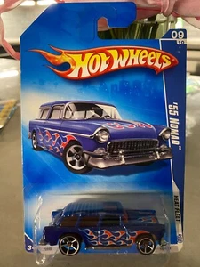2009 Hot Wheels #125 Heat Fleet 9/10 '55 NOMAD Blue Variation w/Chrome OH5 Spoke - Picture 1 of 1