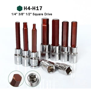 Hex Bit Socket 1/4" 3/8" 1/2" Drive H3-H17 Allen Wrench Ratchet Screwdriver Bits - Picture 1 of 7