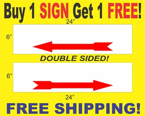 BLANK PLASTIC SIGNS Red Arrow 6"x24" 2 Sided Real Estate Rider Buy 1 Get 1 FREE - Picture 1 of 2