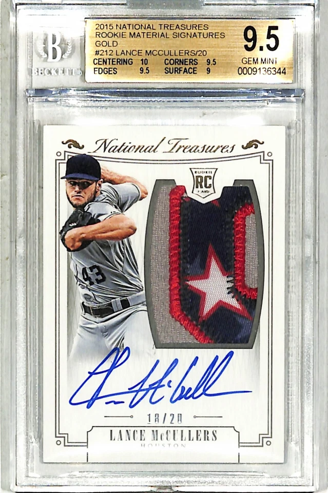 2015 National Treasures LANCE McCULLERS Rookie Card #212 Graded BGS 9.5 Auto 10 - Image 1 of 4