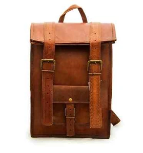 Men's Leather Backpack Bag Rucksack Messenger Laptop Satchel Genuine Vintage 22" - Picture 1 of 4