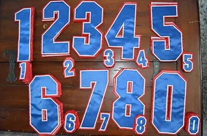 ROYALBLAU-WEISS-ROT Hockey Trikot Rücken + Ärmel Tackle Twill Nummer Set Kit 143 - Bild 1 von 1