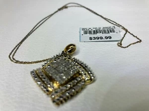 Collar Colgante Cuadrado Diamante Natural Blanco Oro sobre Latón 0,5 CTW - Imagen 1 de 3