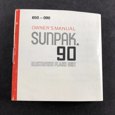 SUNPAK 90 Electronic Flash Unit Instructions Owners Manual ONLY 650-090 Booklet - Image 1 of 4