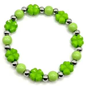 Festive St. Patrick's Day Shamrock Stretch Bracelet Green Ceramic beads 7.5" - Picture 1 of 3