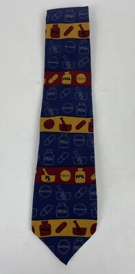 Vicky Davis NY Corbata de Seda para Hombres "Relleno" Rx Farmacéutico Médico Azul Marino Dorado Rojo Foto 1 de 4