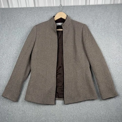 Blazer Tahari Arthur S. Levine para mujer 8 marrón mezcla de lana cuello alto forrado Foto 1 de 4