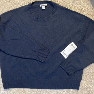 Suéter Athleta L Grande Alpino Cuello Redondo Lana/Cachemira Azul Marino ¡NUEVO! 472694 Foto 1 de 4