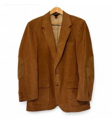 Vtg 70s William F  Farah Camel Corduroy Blazer Elbow Patches 42R Mens Large - Image 1 of 4