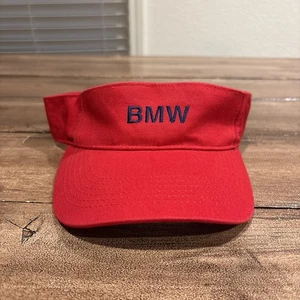 BMW Lifestyle Visor Red Embroidered Logo Strap Back Adjustable - Picture 1 of 5