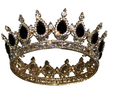 Reina Desfile Princesa Tiara Oro Cristal Corona Real Joyería Accesorio Foto 1 de 4