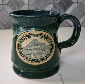 Deneen Pottery Green Coffee Mug Glacier National Park Logan Pass 2015 A13 - Picture 1 of 5